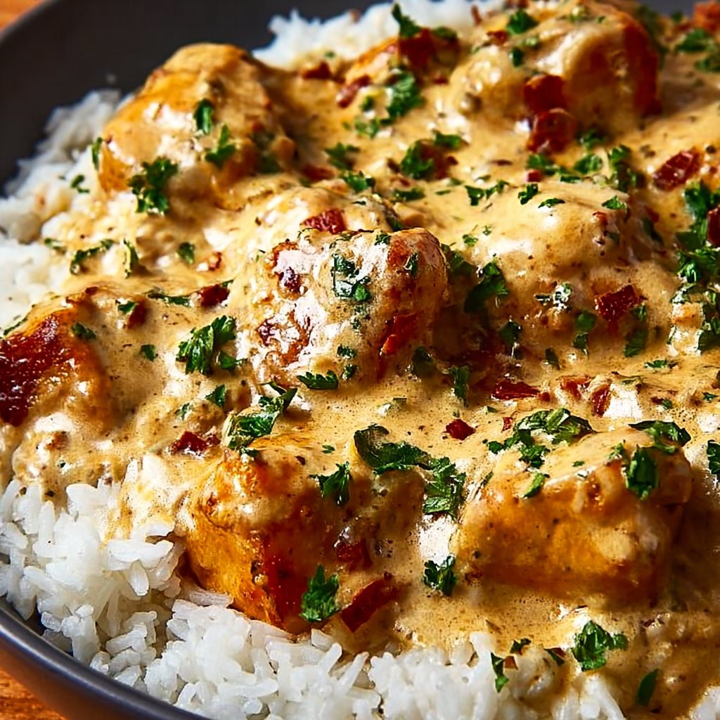 Creamy Smothered Chicken and Rice 2 Creamy Smothered Chicken and Rice