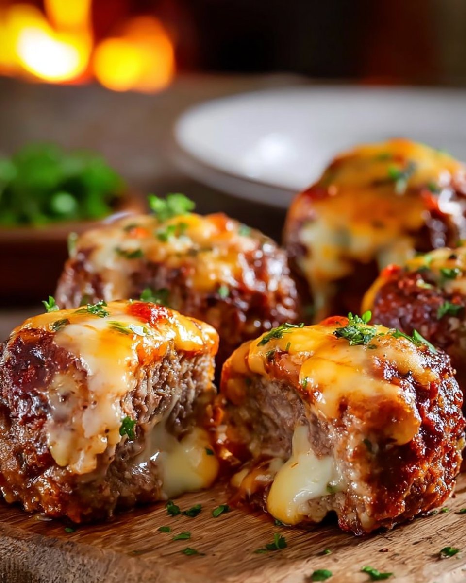 Cheesy Stuffed Meatloaf Bites