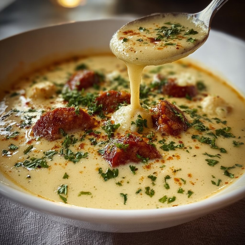 Cauliflower Soup with Sausage