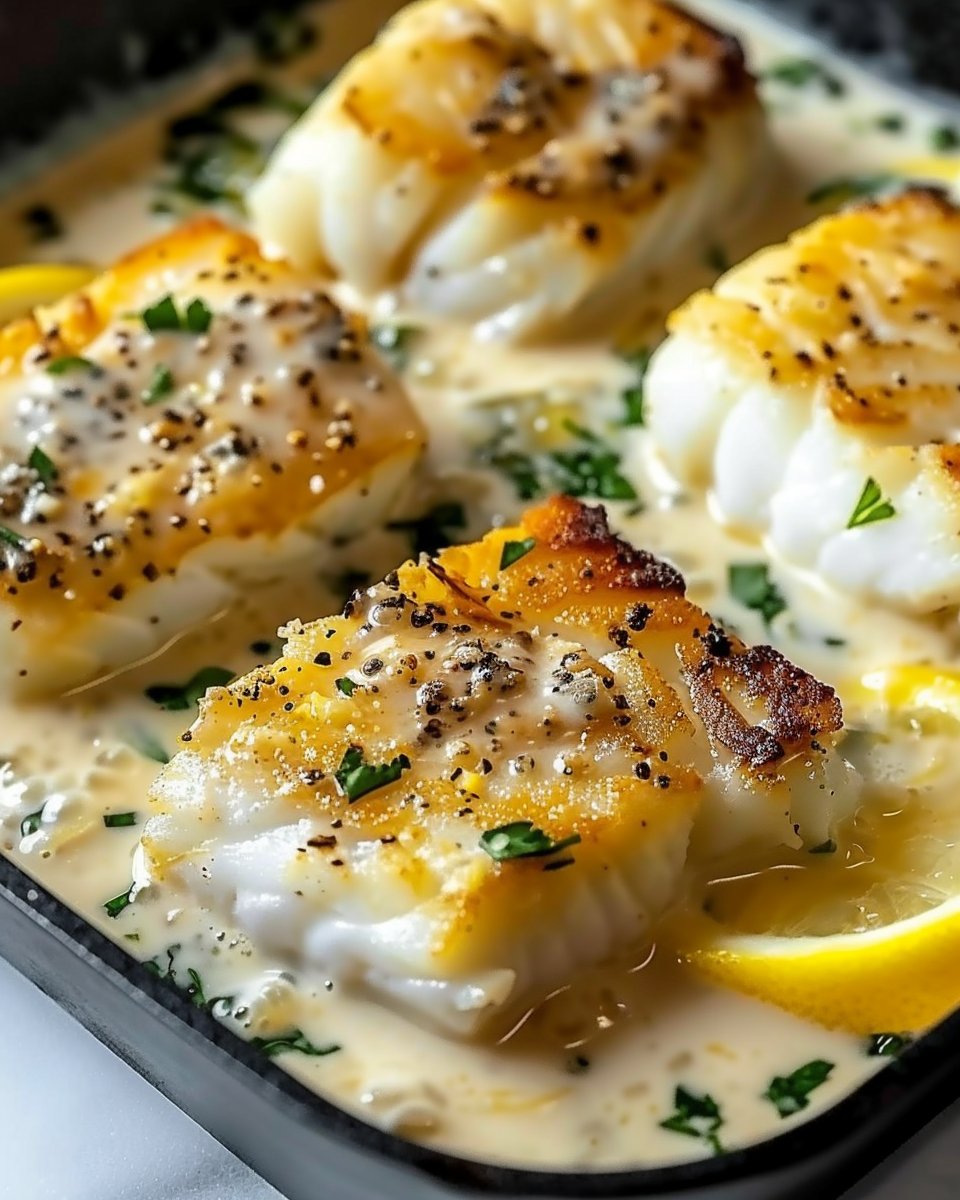 Baked Cod in Coconut Lemon Cream Sauce for Busy Weeknights