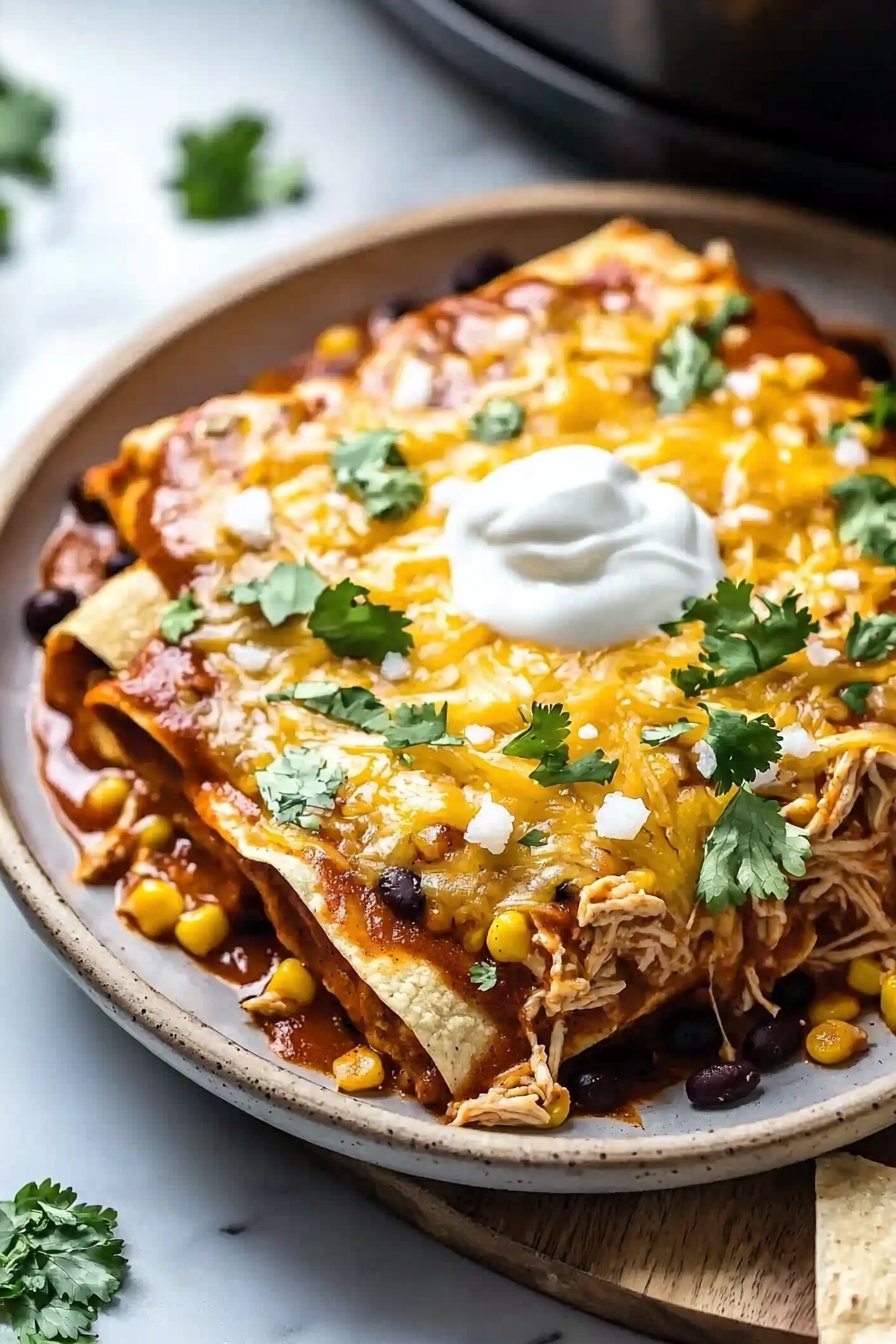 Slow Cooker Chicken Enchilada Casserole