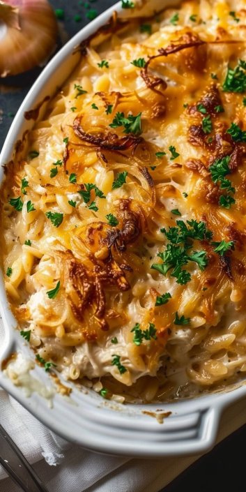 French Onion Chicken Rice Bake