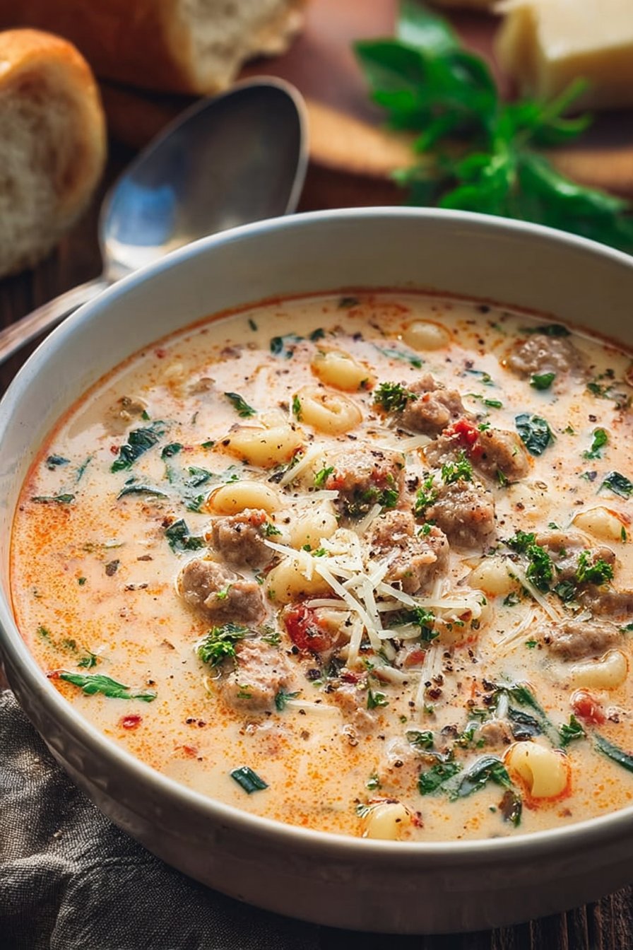 Creamy Parmesan Italian Sausage Soup