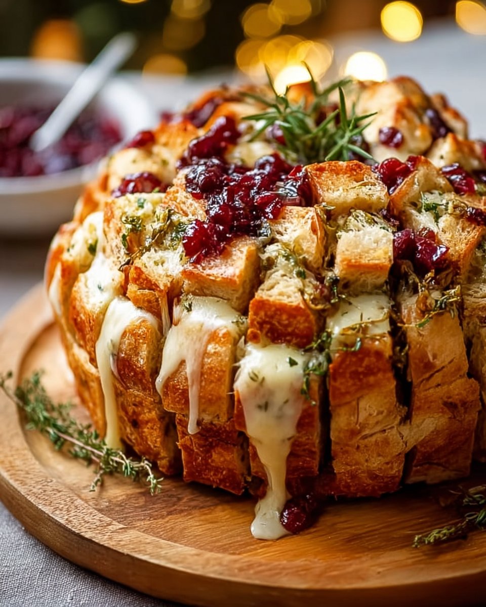 Pull-Apart Sourdough Brie and Cranberry Bread