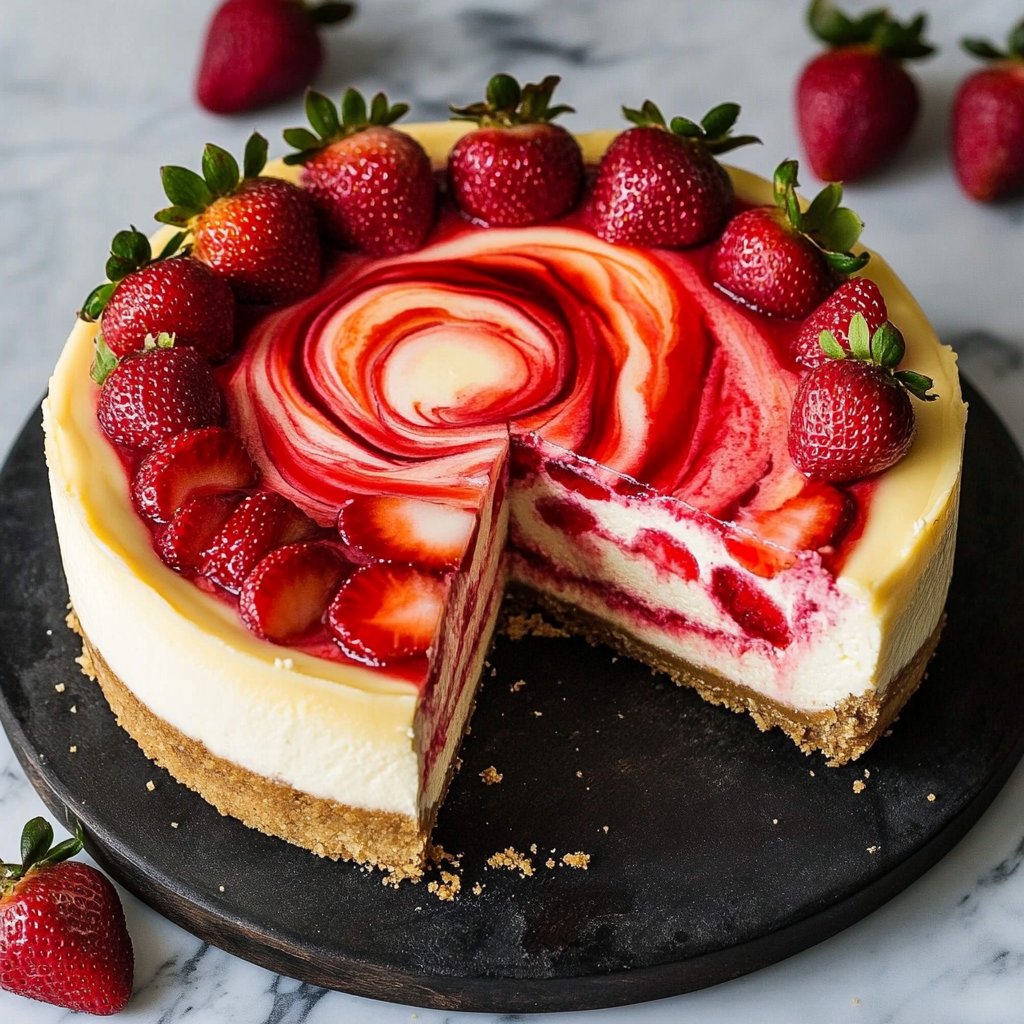 Strawberry Swirl Cheesecake