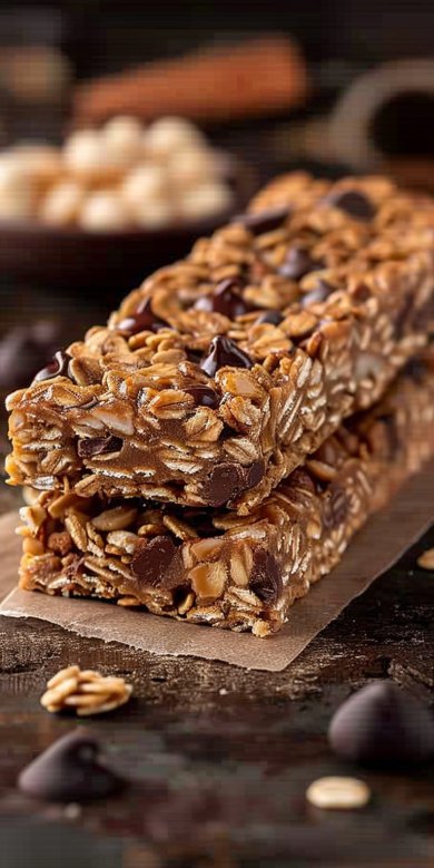 Barres de céréales beurre de cacahuètes et pépites de chocolat