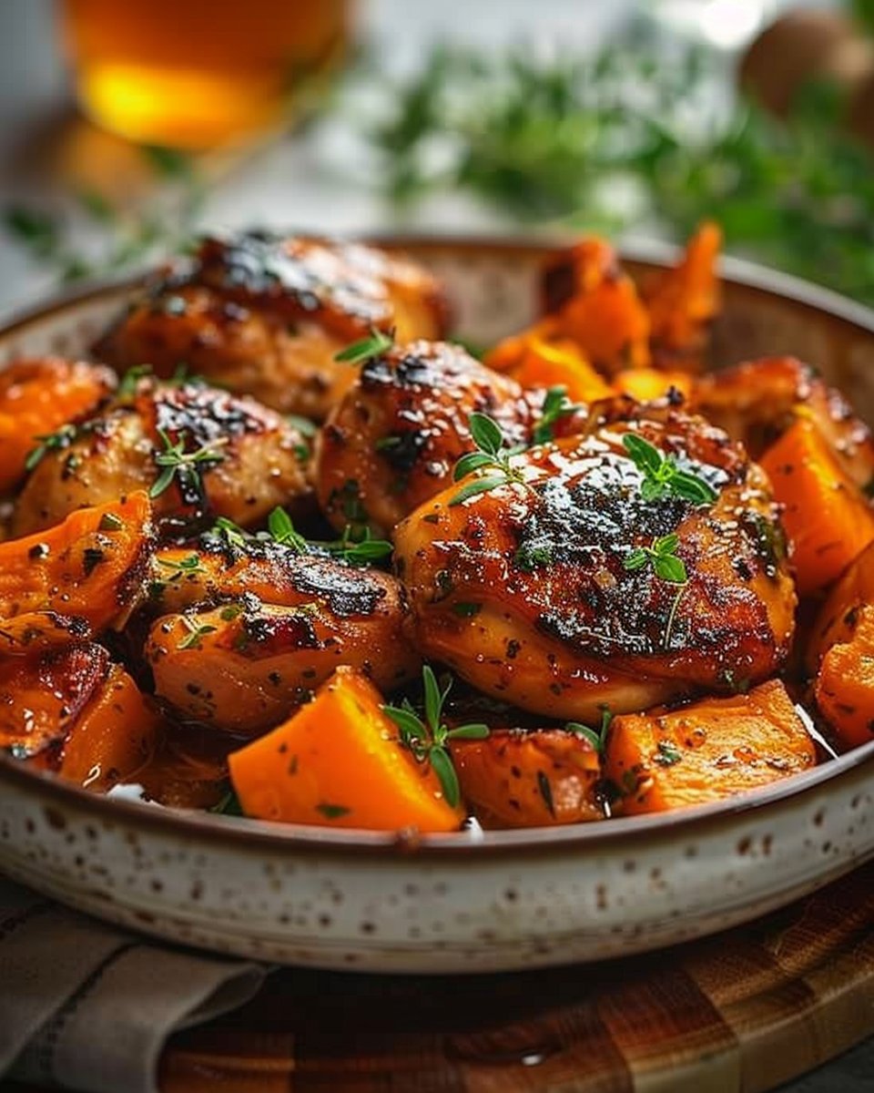 Honey Garlic Chicken with Sweet Potatoes