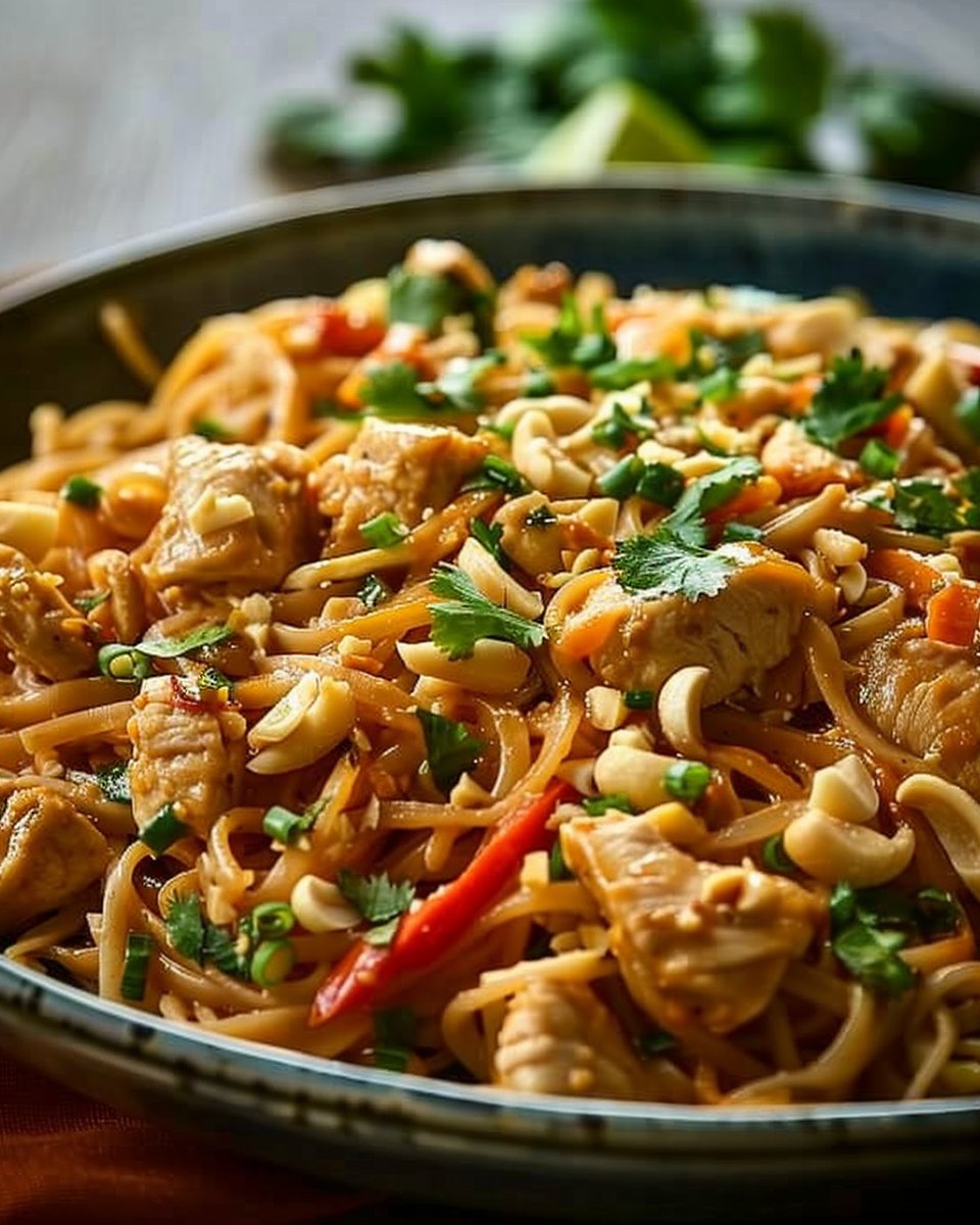 Spicy Thai Peanut Noodles with Chicken