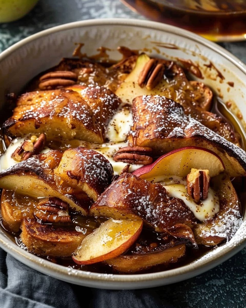Apple Butter, Pear and Pecan Challah French Toast Bake for Cozy Brunches