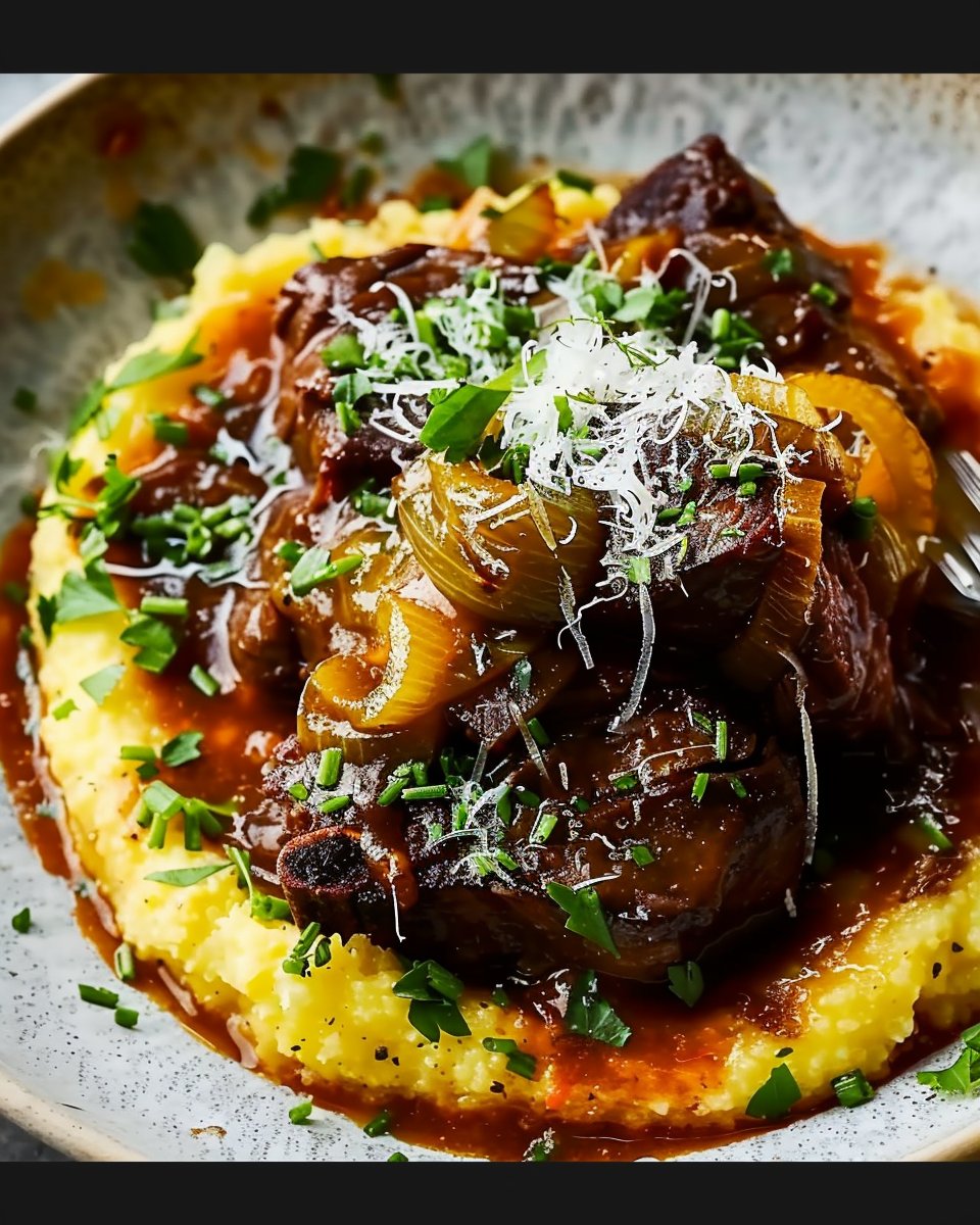 Slow-Braised Beef Cheeks with Leeks & Mascarpone Polenta