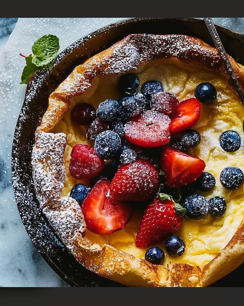 Lemon Dutch Baby with Strawberries & Blueberries Recipe