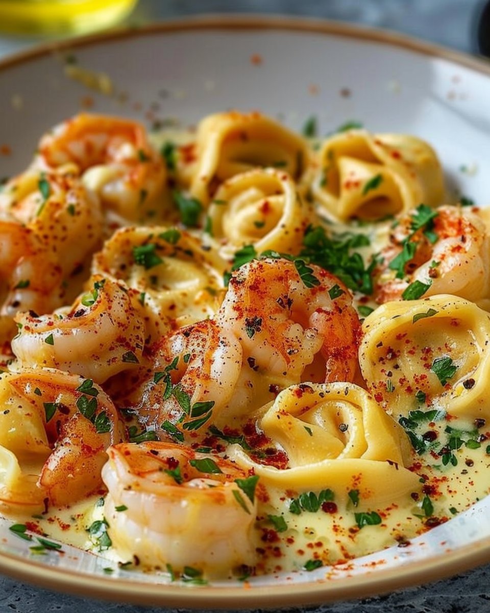 Shrimp Tortellini in Lemon Garlic Cream Sauce
