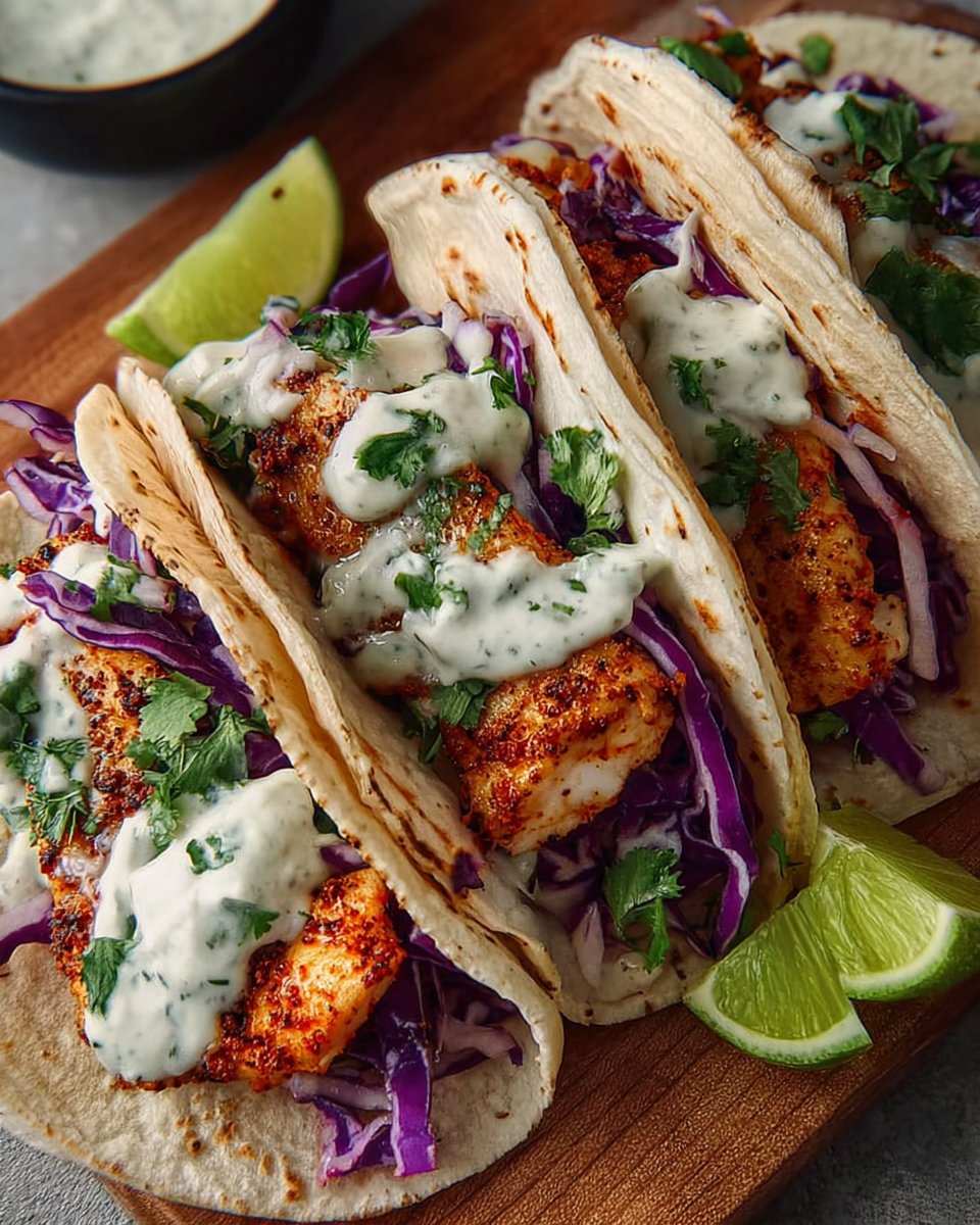 Mexican Fish Tacos with Zesty Lime Crema