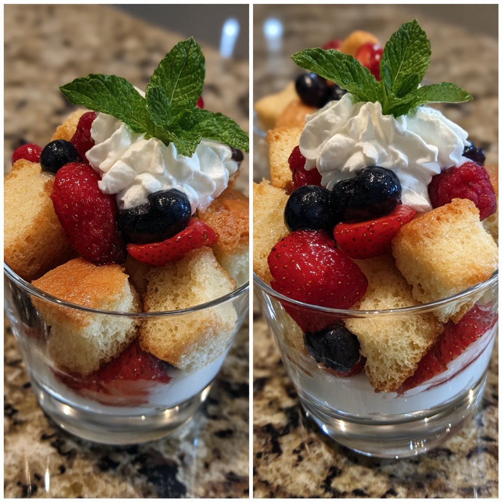 Memorial Day Dessert Cups with Berries and Cream