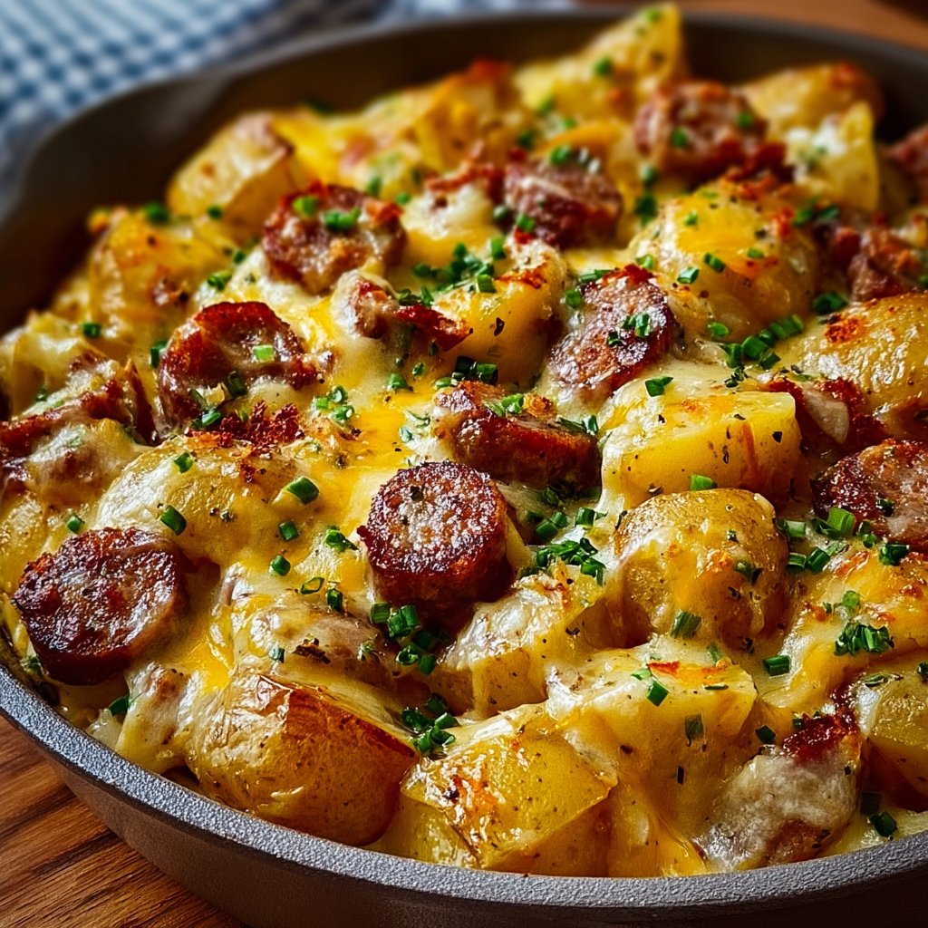 One-Pan Cheesy Ranch Potatoes and Sausage