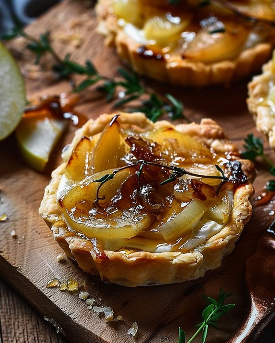 Gluten-Free Apple Brie Tarts with Caramelized Onions & Honey