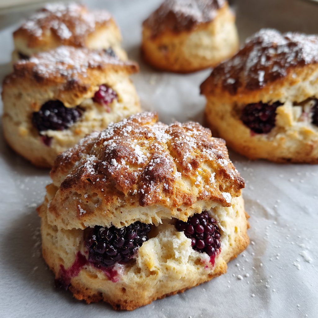 Blackberry Almond Scones with Coarse Sugar