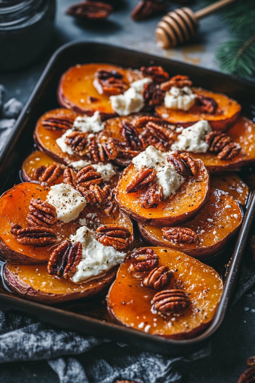 PATATE DOUCE RÔTIE AU CHÈVRE, MIEL ET NOIX DE PÉCAN 🍠🧀🍯 Facile et tellement bon 😍