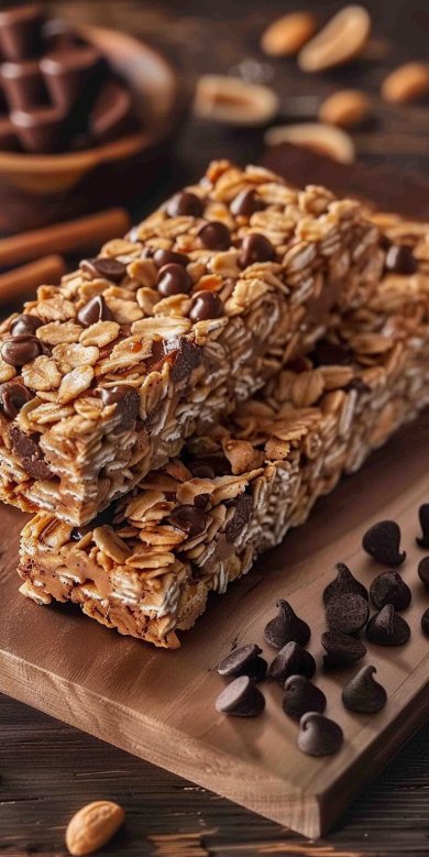 Barres de céréales beurre de cacahuètes et pépites de chocolat