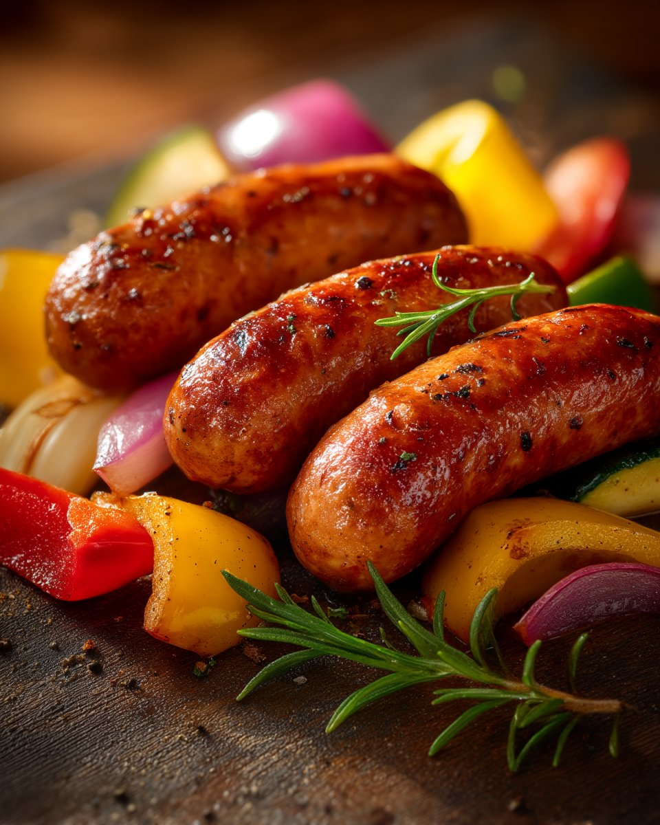 10 Minute Air Fryer Chicken Sausage and Veggies