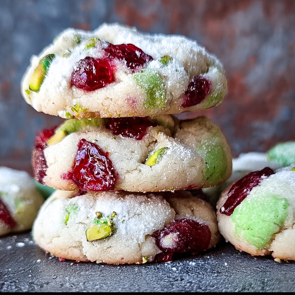 Cherry Pistachio Crinkle Cookies