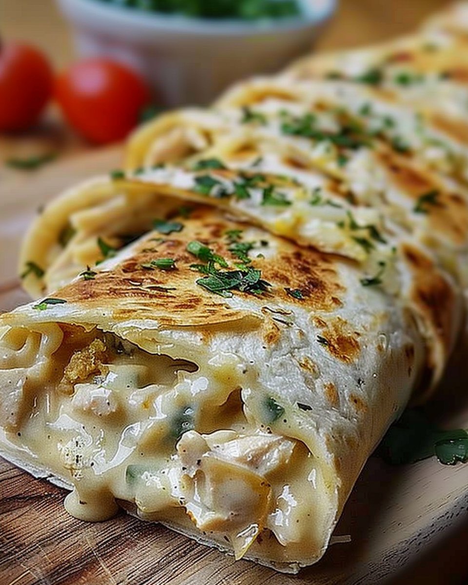 Creamy Cheesy Chicken Alfredo Wraps Delight