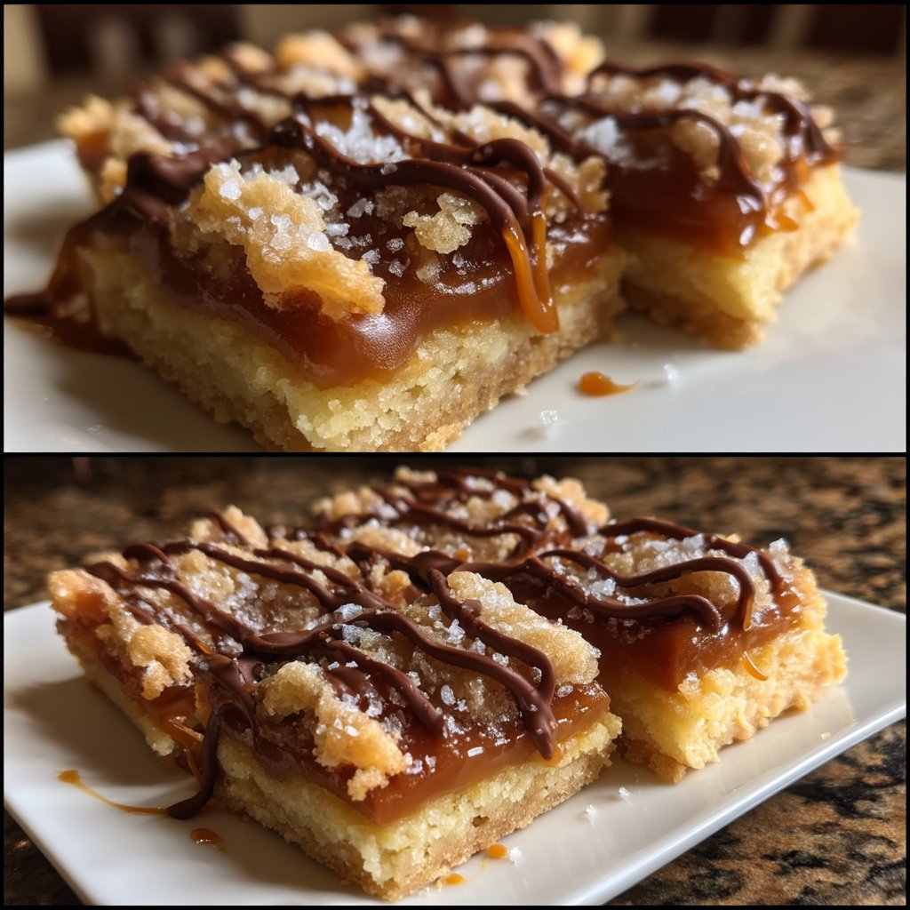 Caramel Cream Shortbread Bars with Sea Salt 4 Caramel Cream Shortbread Bars with Sea Salt