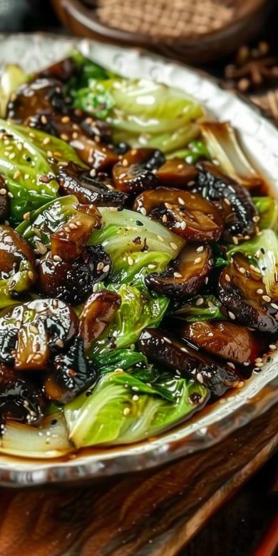 Chou chinois sauté aux champignons