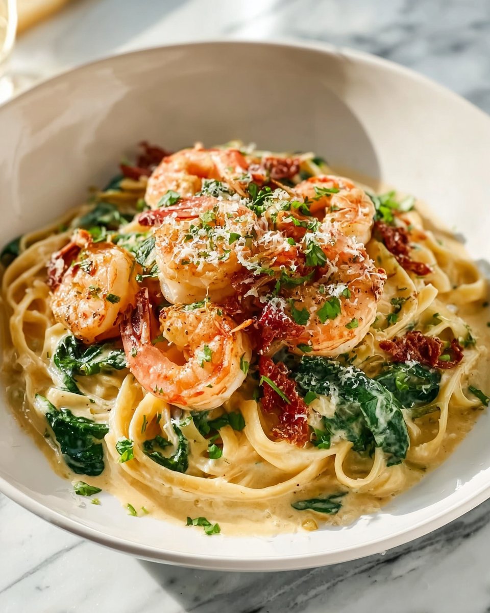 Creamy Tuscan Shrimp Linguine