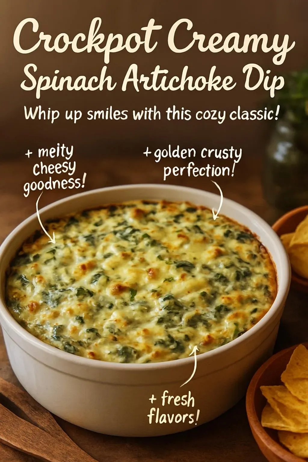 Crockpot Creamy Spinach Artichoke Dip