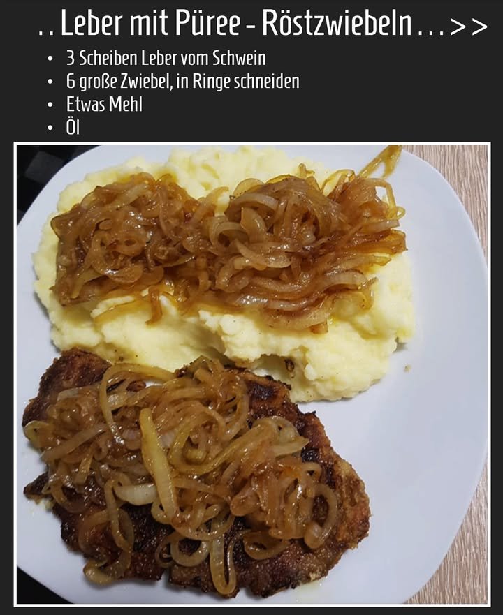 Leber mit Püree und Röstzwiebeln