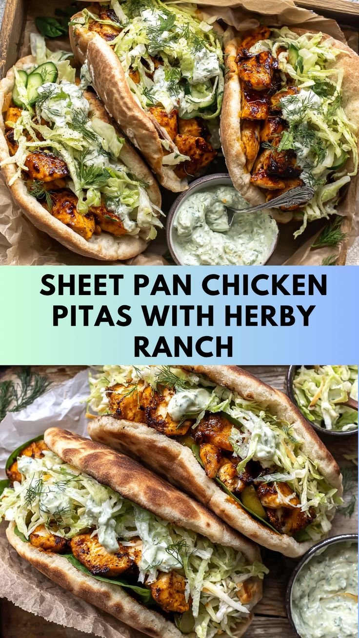 Sheet Pan Chicken Pitas with Herby Ranch