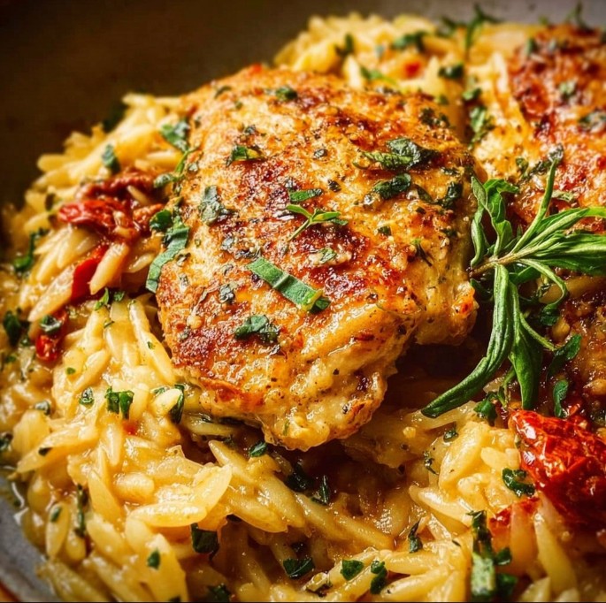 Tuscan Chicken & Orzo Skillet