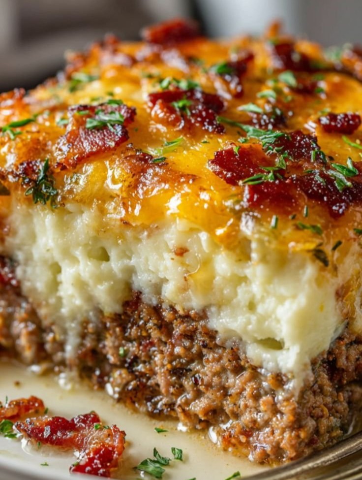Meatloaf with Mashed Potatoes and Cheese Recipe