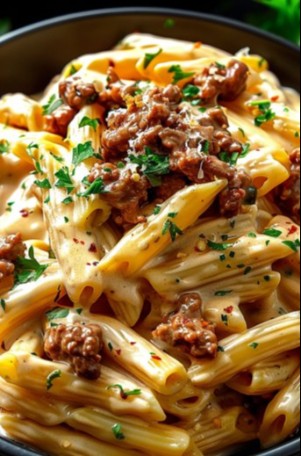 High Protein Creamy Beef Pasta