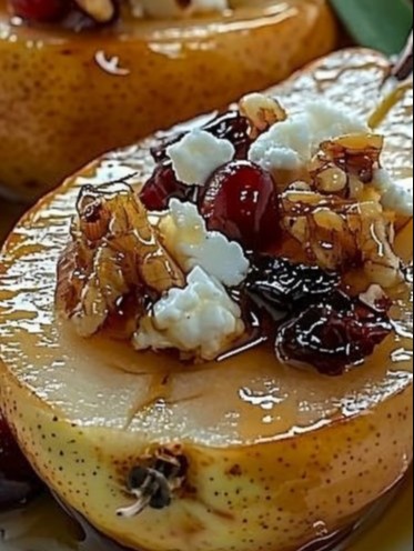 Baked Pears with Feta, Honey, and Cranberries: A Simple Elegant Dessert
