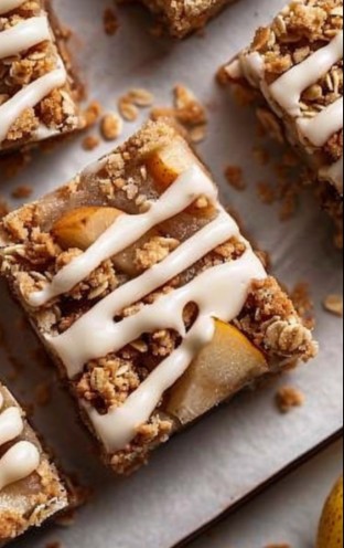 Healthy Pear Crumble Bars