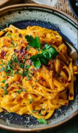 Creamy pumpkin gluten-free and vegetarian pasta