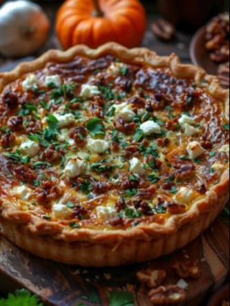 Quiche Au Potimarron, Poireau, Feta Et Noix
