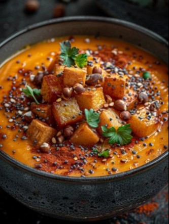 Velouté de potimarron et châtaignes