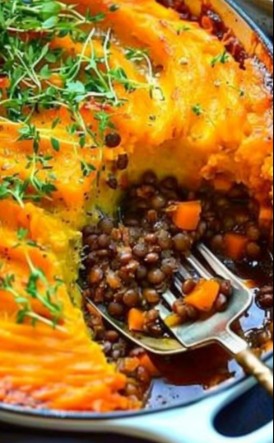 Vegan Parmentier with Potimarron and Lentils