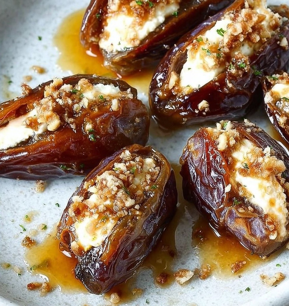 Mascarpone Stuffed Dates with Maple Drizzle