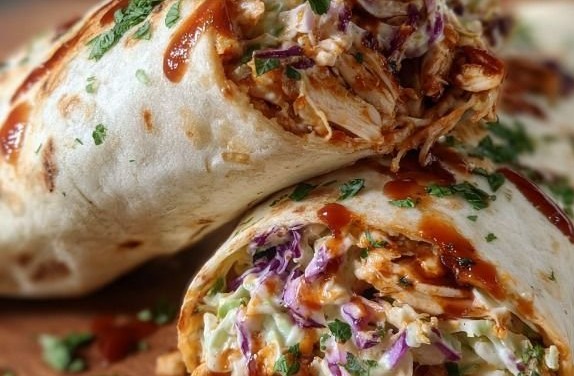 BBQ Chicken Coleslaw Wraps
