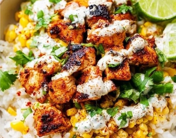 Street Corn Chicken and Rice Bowls