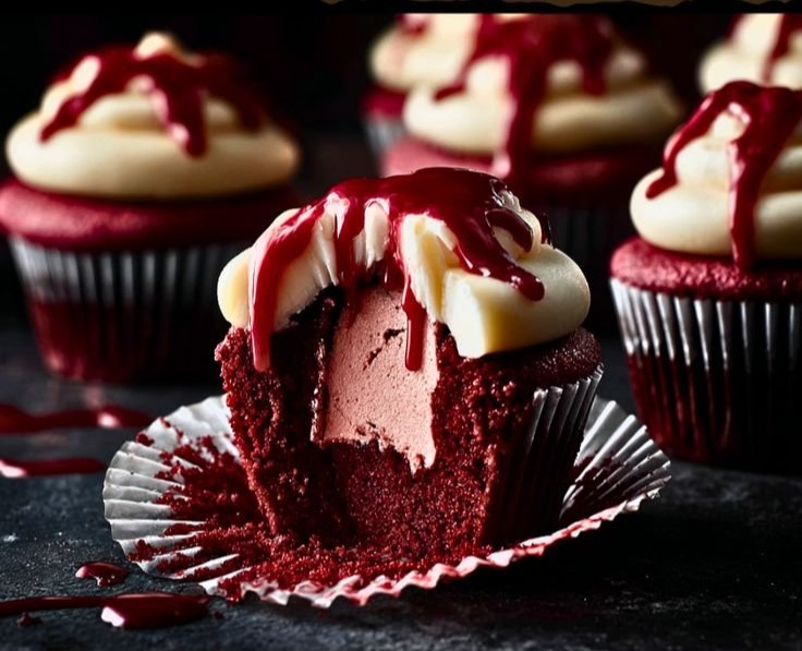 Halloween Vampire Bite Cupcakes
