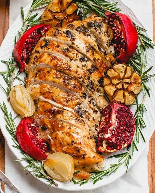 Roasted Turkey Breast with Garlic Herb Butter