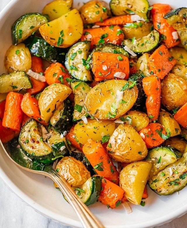 Garlic Herb Roasted Potatoes, Carrots, and Zucchini