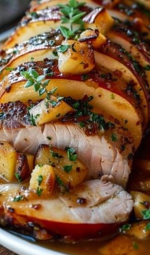 Stuffed Beef Tenderloin With Apple Bourbon Gravy