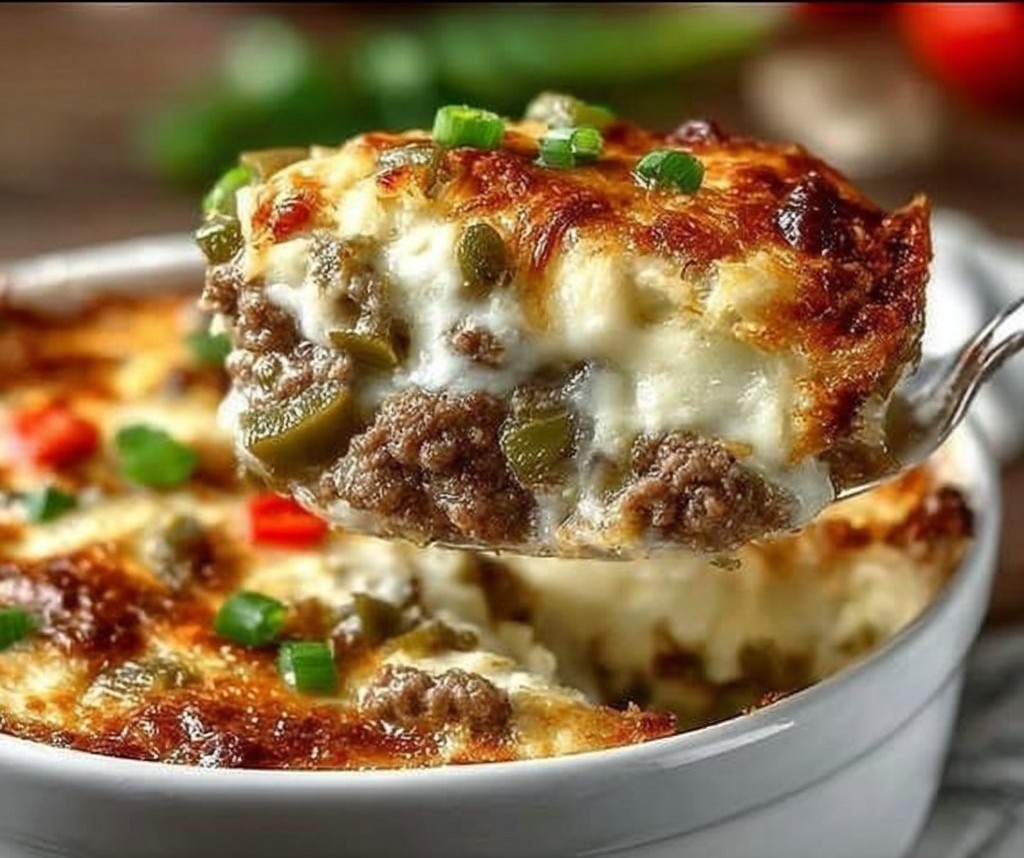 Low Carb Philly Cheesesteak Casserole