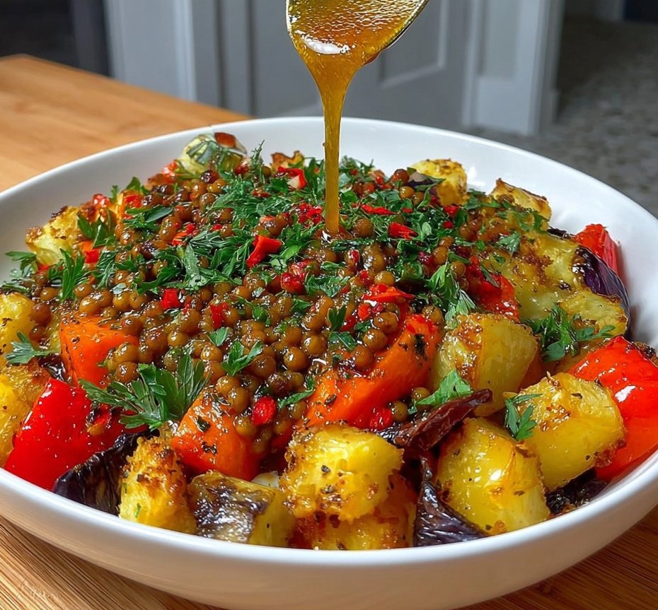 Roasted Vegetables with Creamy Garlic Feta Sauce